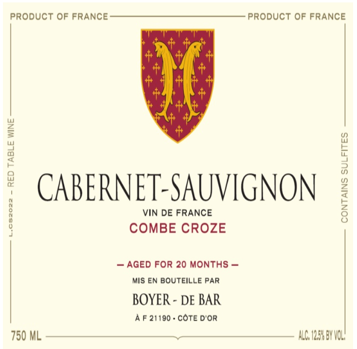 Boyer - de bar Combe croze cabernet 2022
