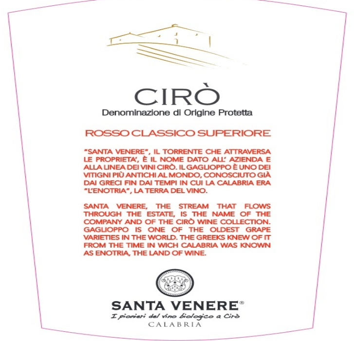 Santa venere Ciro gaglioppo red 2022