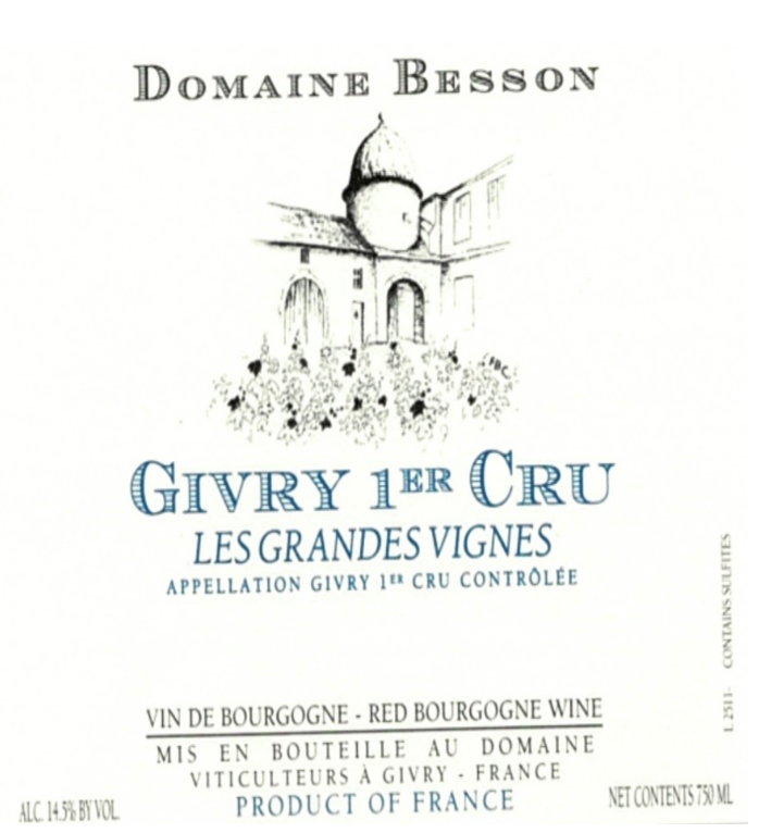 Xavier besson Givry grandes vignes 1er cr 2023