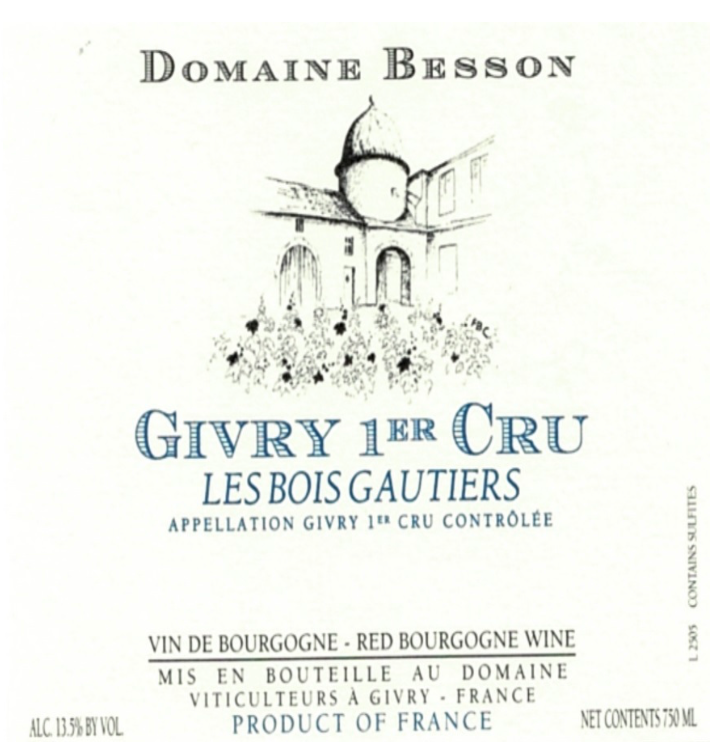 Xavier besson Givry bois gautiers 1er cru 2023