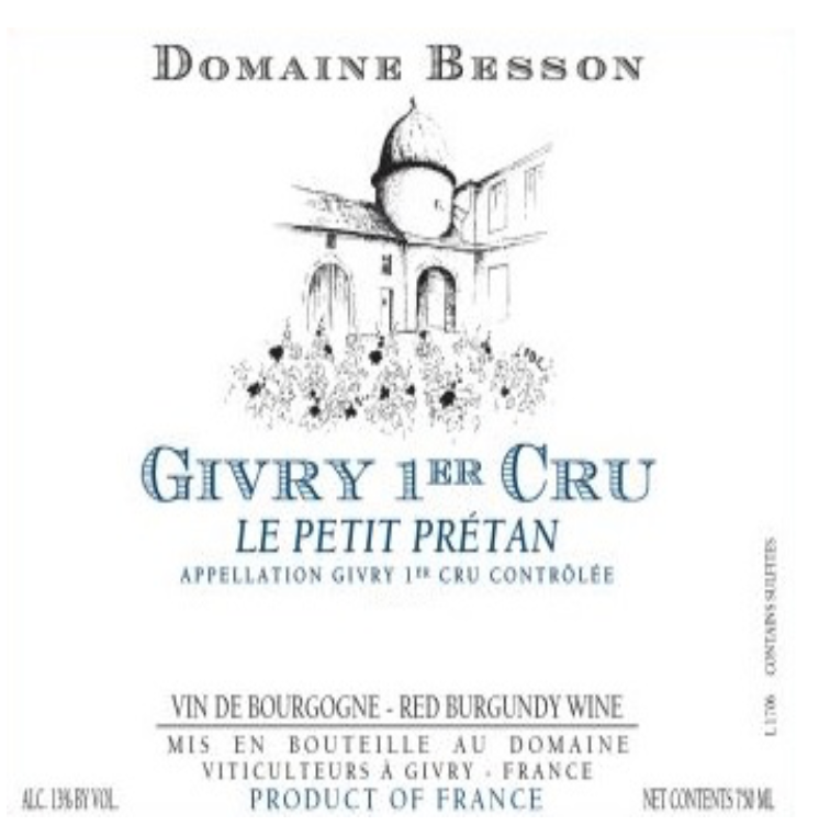 Xavier besson Givry 1er cru petit pretan 2022