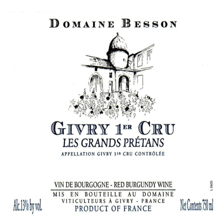 Xavier besson Givry 1er cru grand pretans 2023